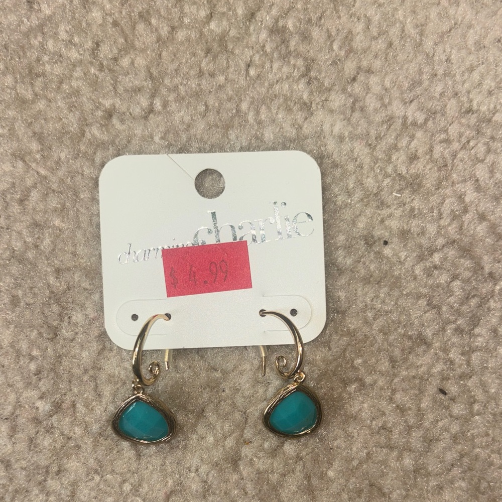 Charming Charlie’s Teal and Gold Earrings